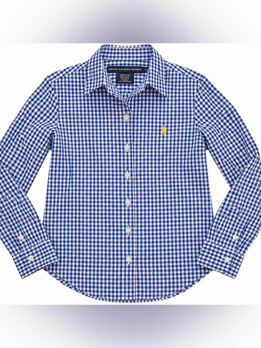 Ralph Lauren Sport Blue and White Gingham Button-Down Shirt